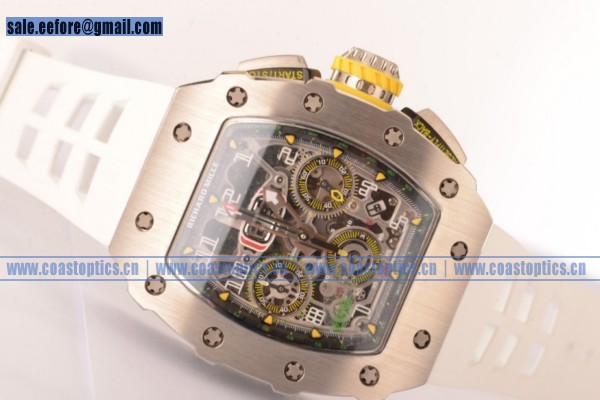 Clone Richard Mille RM11-03 Watch White Rubber Strap RM11-03(KV) - Click Image to Close